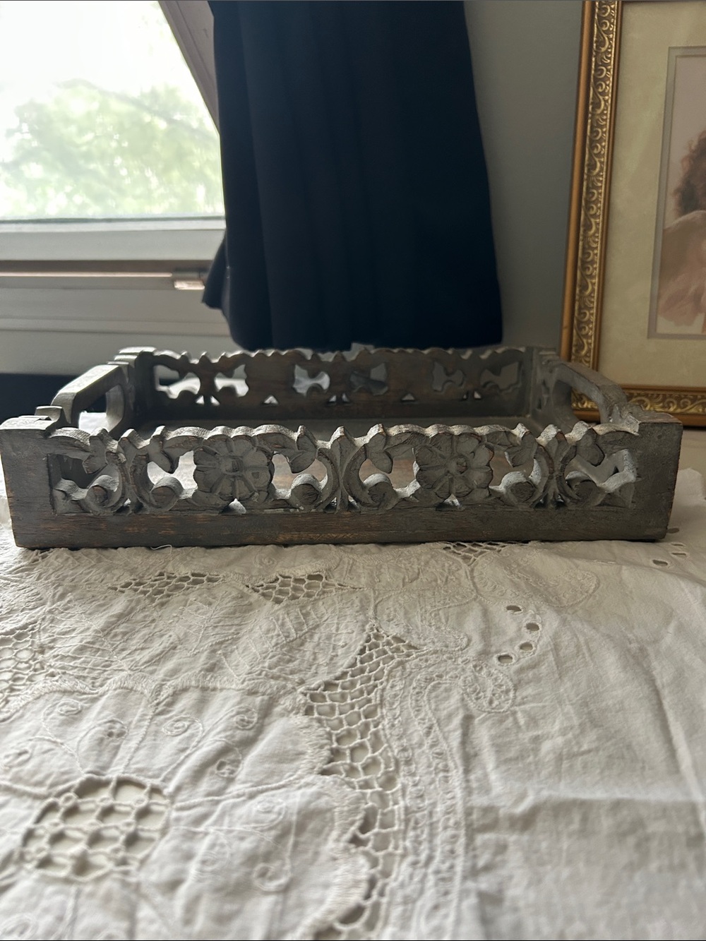 Rustic Gray Wooden Decorative Tray